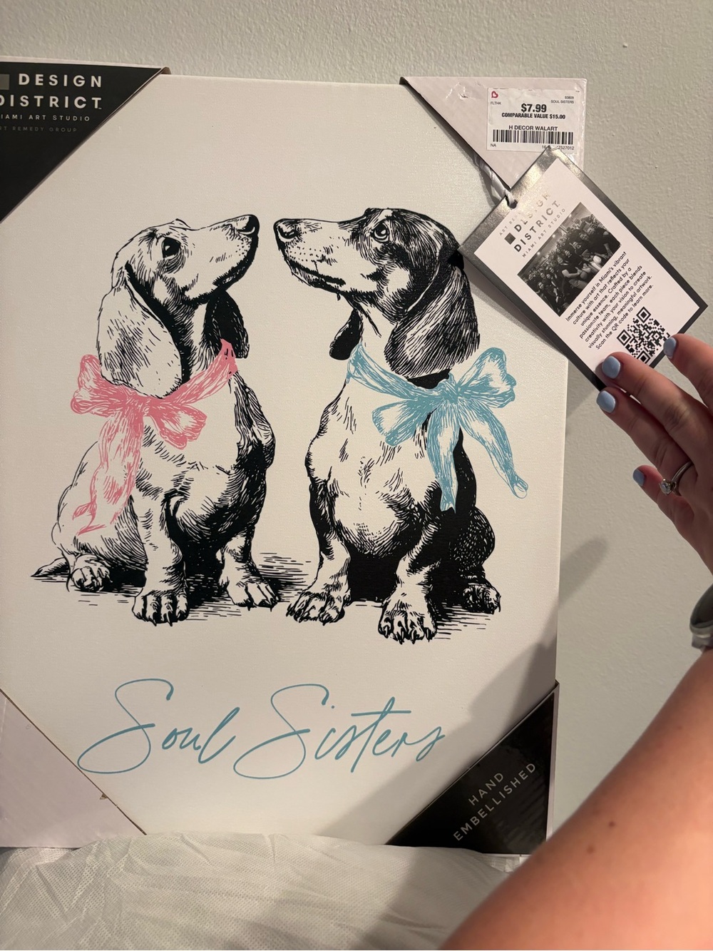 'Soul Sisters' dachshund Dog Wall Art - Pink & Blue Accents
